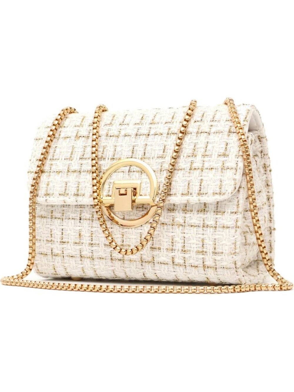 Chic Tweed Small Shoulder Bag | Fashionable Quilted Crossbody & Evening Clutch